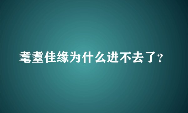 耄耋佳缘为什么进不去了？