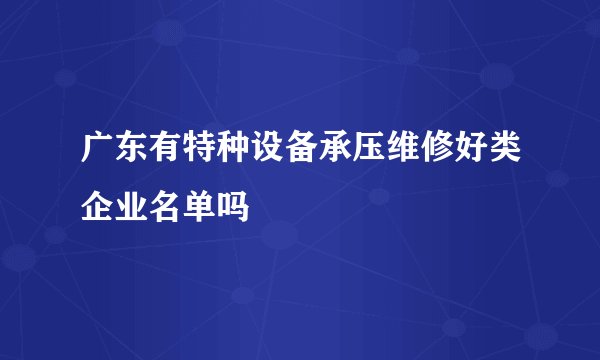 广东有特种设备承压维修好类企业名单吗
