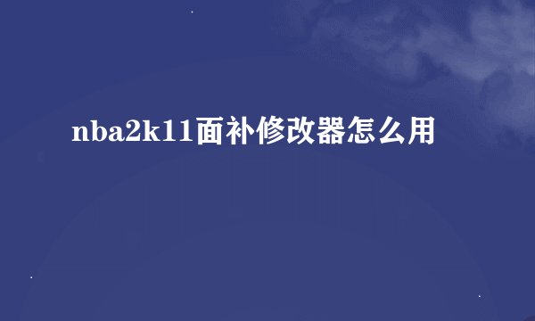 nba2k11面补修改器怎么用