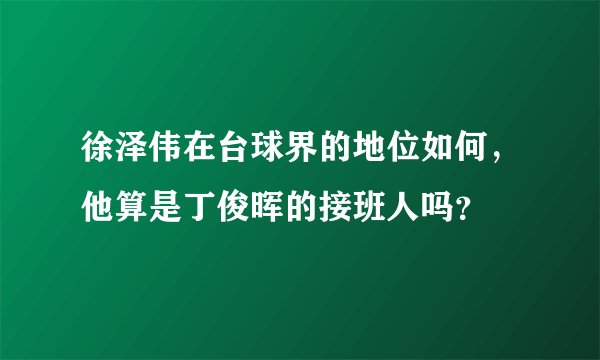 徐泽伟在台球界的地位如何,他算是丁俊晖的接班人吗?