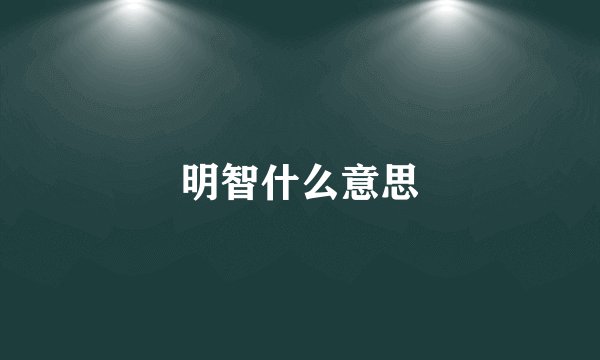 明智什么意思