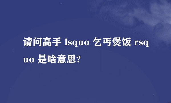 请问高手 lsquo 乞丐煲饭 rsquo 是啥意思?