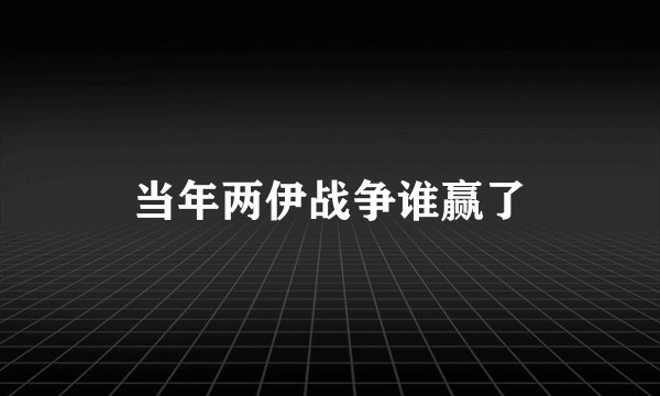 当年两伊战争谁赢了
