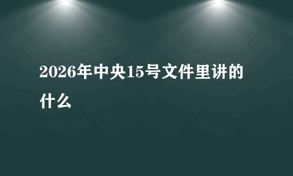 2026年中央15号文件里讲的什么