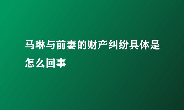 马琳与前妻的财产纠纷具体是怎么回事