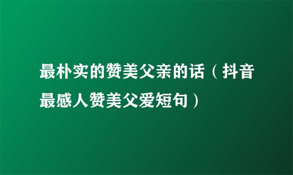最朴实的赞美父亲的话（抖音最感人赞美父爱短句）