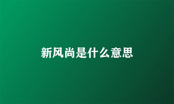 新风尚是什么意思