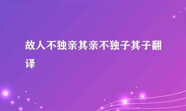 故人不独亲其亲不独子其子翻译
