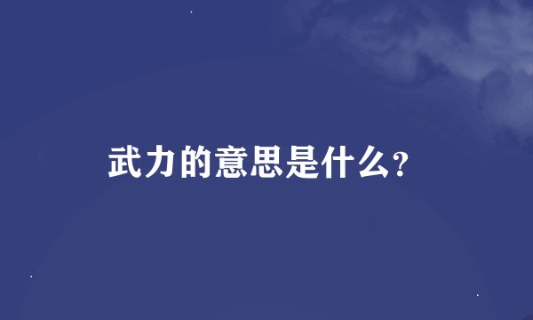 武力的意思是什么？