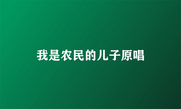我是农民的儿子原唱