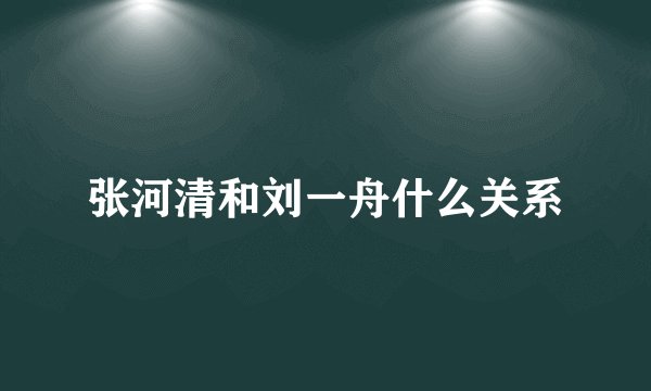 张河清和刘一舟什么关系