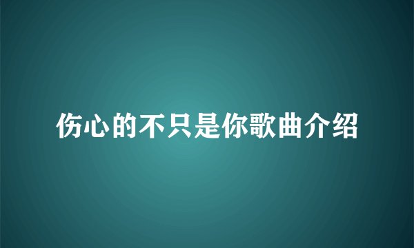 伤心的不只是你歌曲介绍