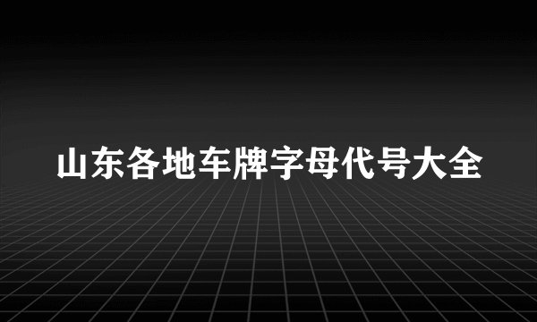 山东各地车牌字母代号大全