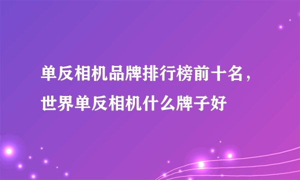 单反相机品牌排行榜前十名,世界单反相机什么牌子好