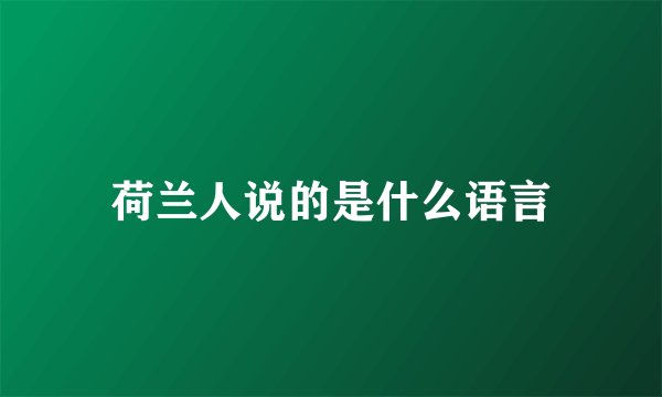 荷兰人说的是什么语言
