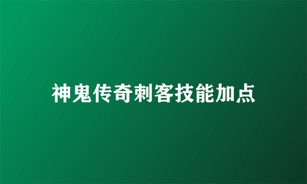 神鬼传奇刺客技能加点