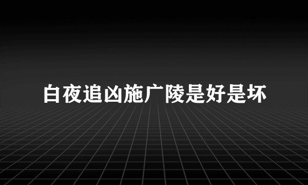 白夜追凶施广陵是好是坏