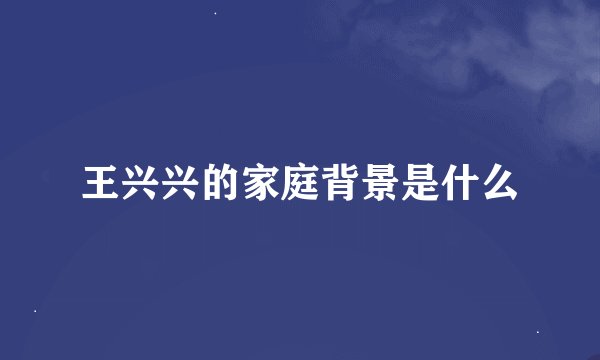 王兴兴的家庭背景是什么