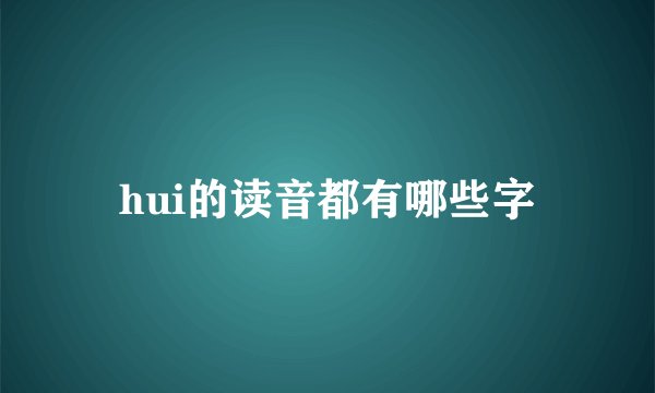 hui的读音都有哪些字