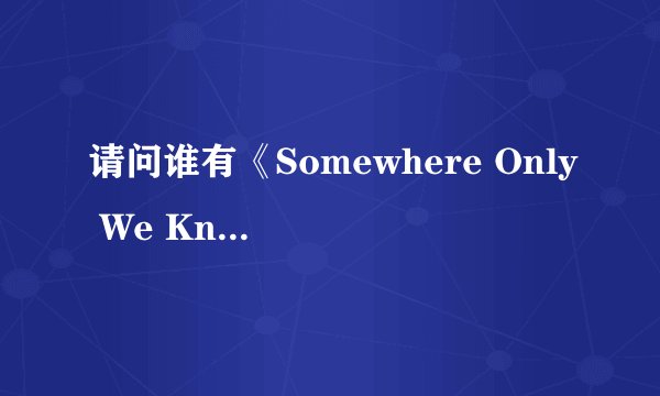 请问谁有《Somewhere Only We Know》 这首歌的中文歌词