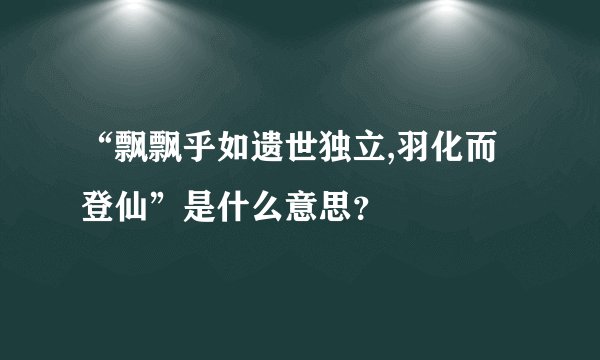 “飘飘乎如遗世独立,羽化而登仙”是什么意思？