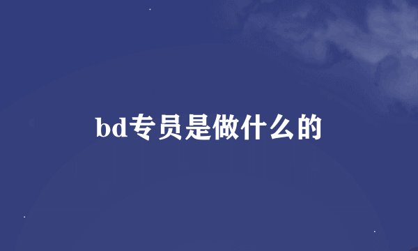 bd专员是做什么的