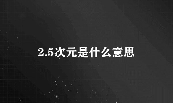 2.5次元是什么意思