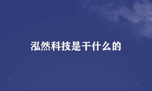 泓然科技是干什么的