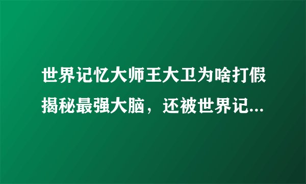 世界记忆大师王大卫为啥打假揭秘最强大脑，还被世界记忆锦标赛除名