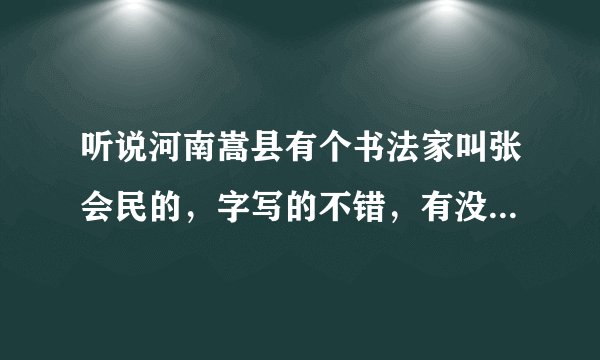 听说河南嵩县有个书法家叫张会民的，字写的不错，有没有朋友了解的，他的书法作品价格是多少呢