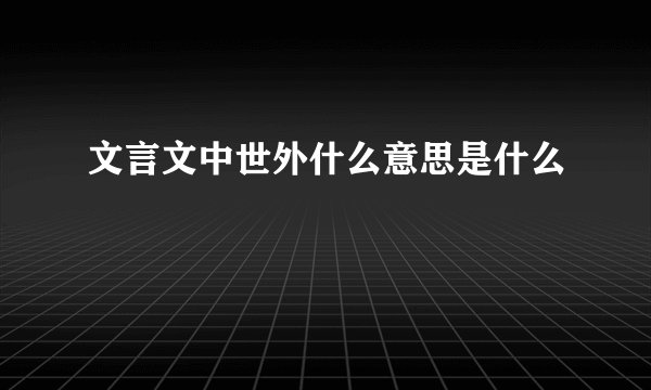 文言文中世外什么意思是什么