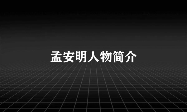 孟安明人物简介