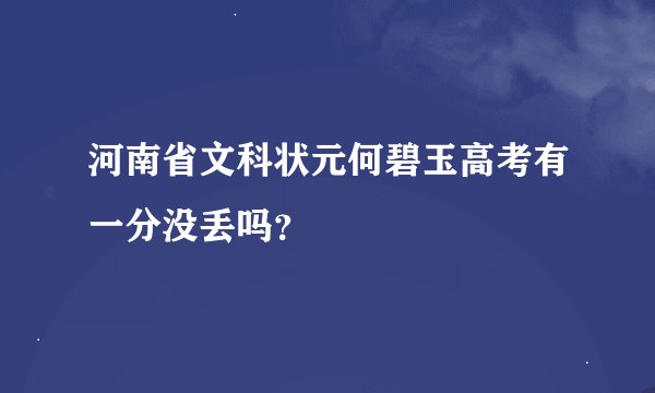 河南省文科状元何碧玉高考有一分没丢吗?