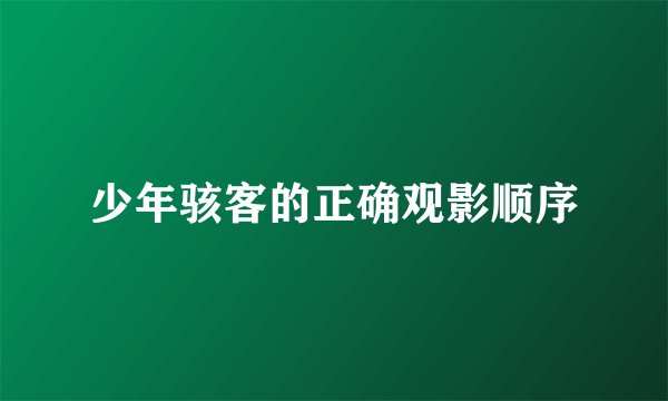 少年骇客的正确观影顺序