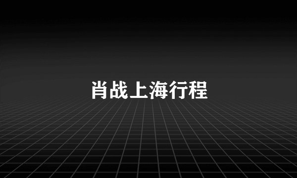 肖战上海行程