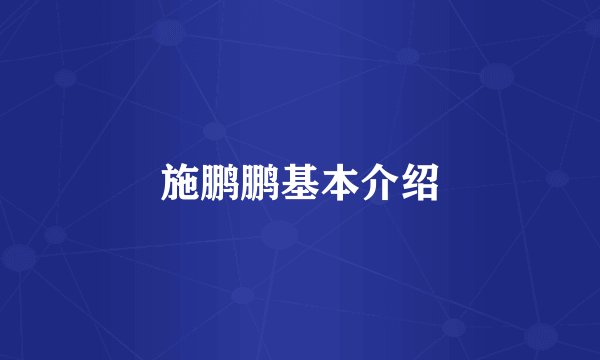 施鹏鹏基本介绍