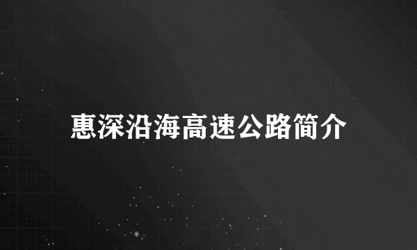惠深沿海高速公路简介