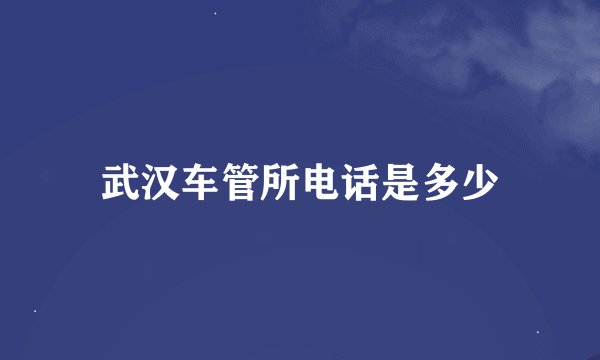 武汉车管所电话是多少