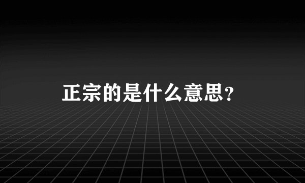 正宗的是什么意思？