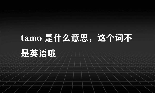 tamo 是什么意思，这个词不是英语哦