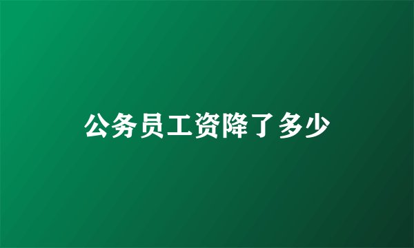 公务员工资降了多少