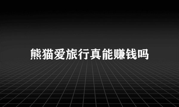 熊猫爱旅行真能赚钱吗