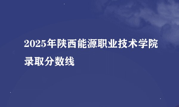 2025年陕西能源职业技术学院录取分数线