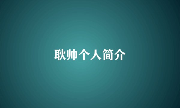 耿帅个人简介