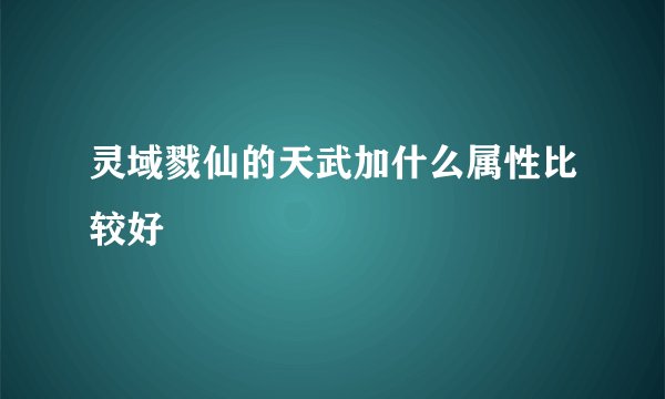 灵域戮仙的天武加什么属性比较好