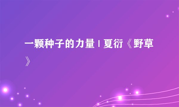 一颗种子的力量 | 夏衍《野草》