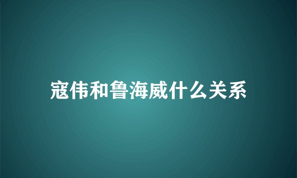 寇伟和鲁海威什么关系