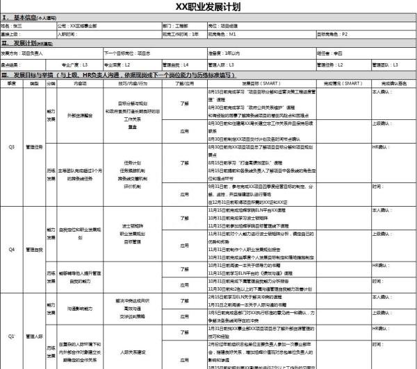 IDP个人发展计划表格