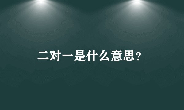 二对一是什么意思？