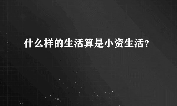 什么样的生活算是小资生活？